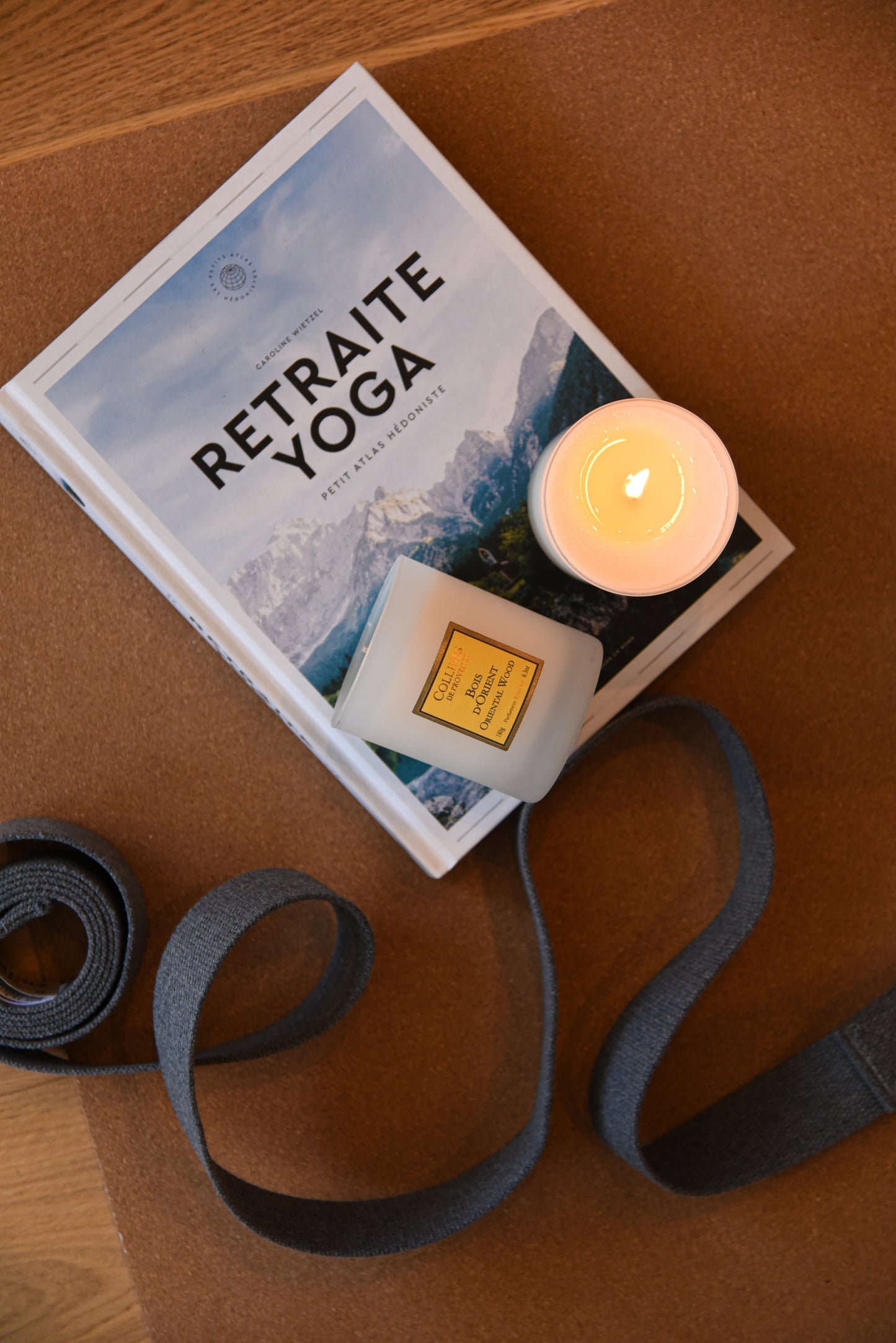 Oriental Wood Scented Candle, in use