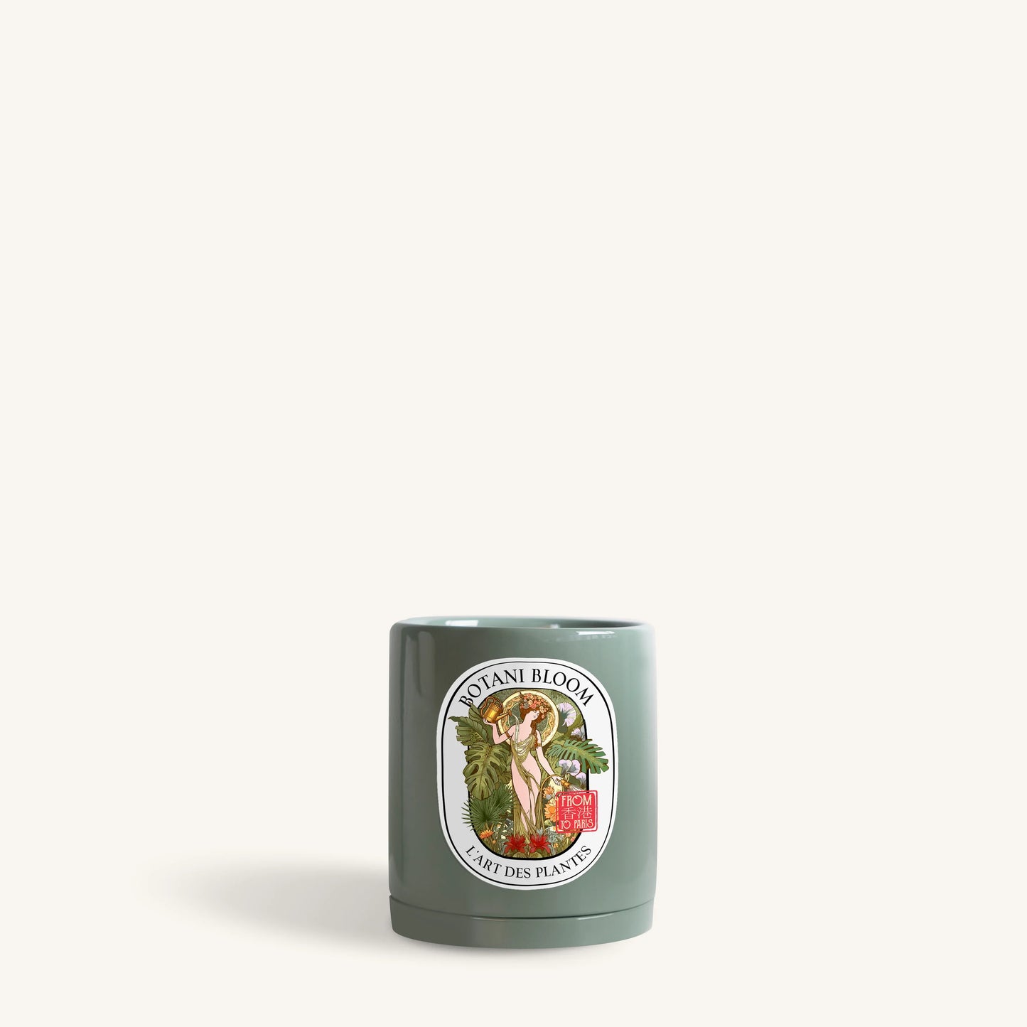 Botani Bloom green pot, front view