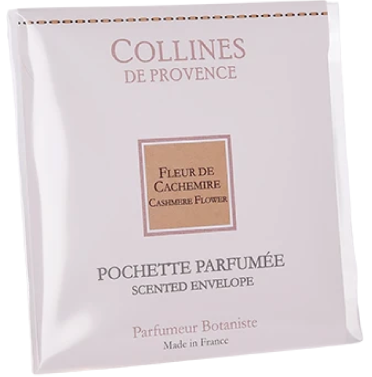 Collines de Provence Cashmere Flower scented envelope packaging, Front Packet