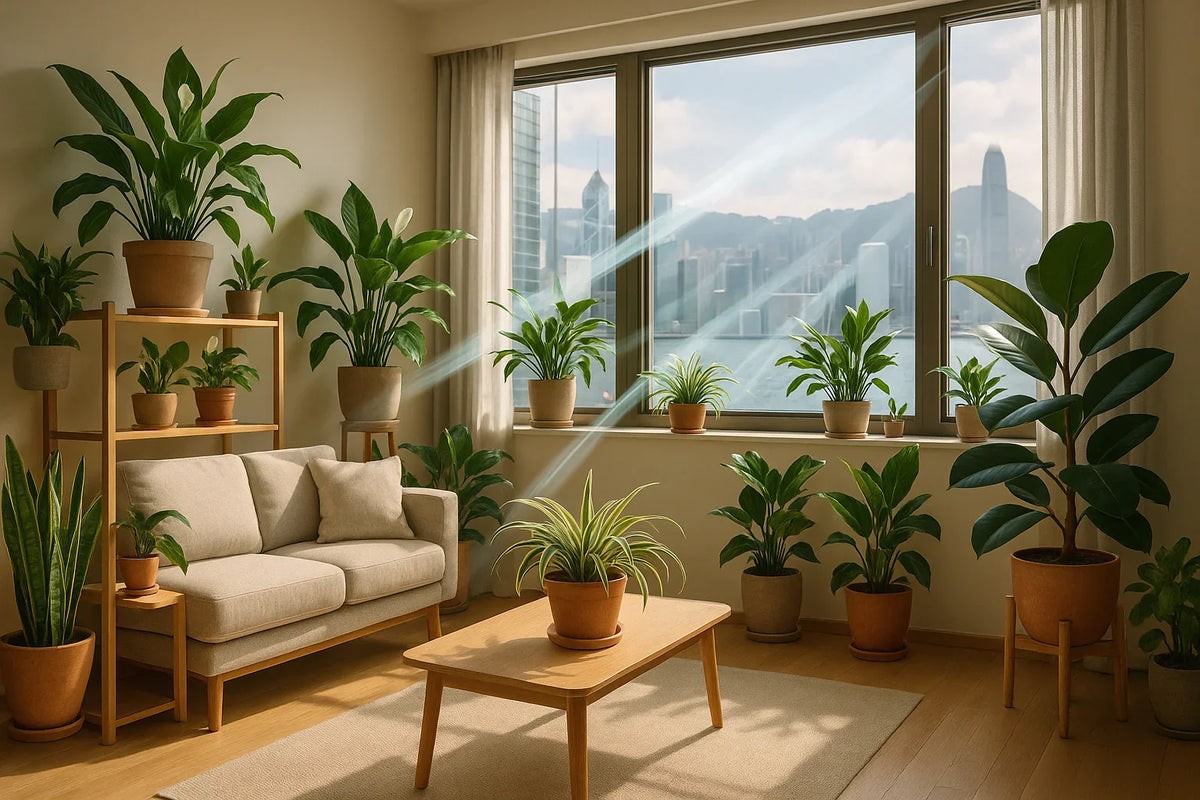 Hong Kong urban home, sunshine through windows