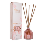 Collines de Provence rose and hibiscus  500ml large reed diffuser bottle with wooden sticks and packaging on a white background