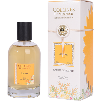 Collines de Provence Ambre Eau de Toilette bottle and packaging on a white background