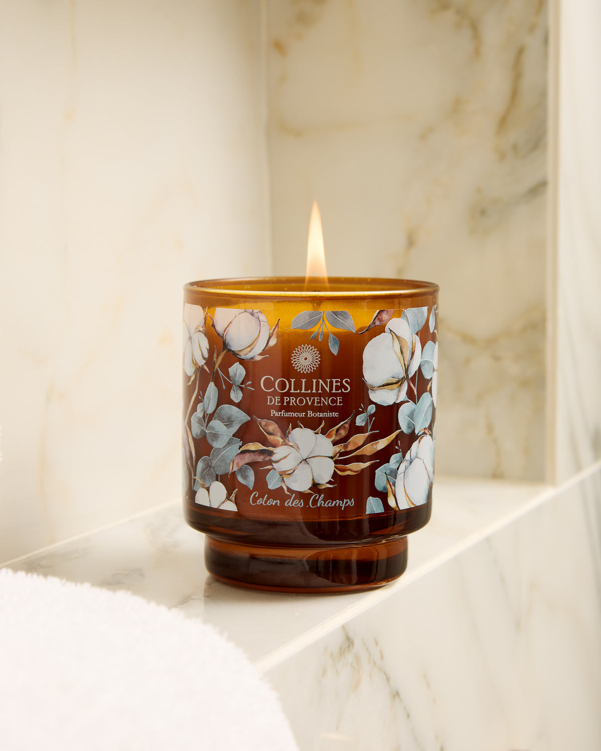 Cotton Breeze Scented Candle, in use