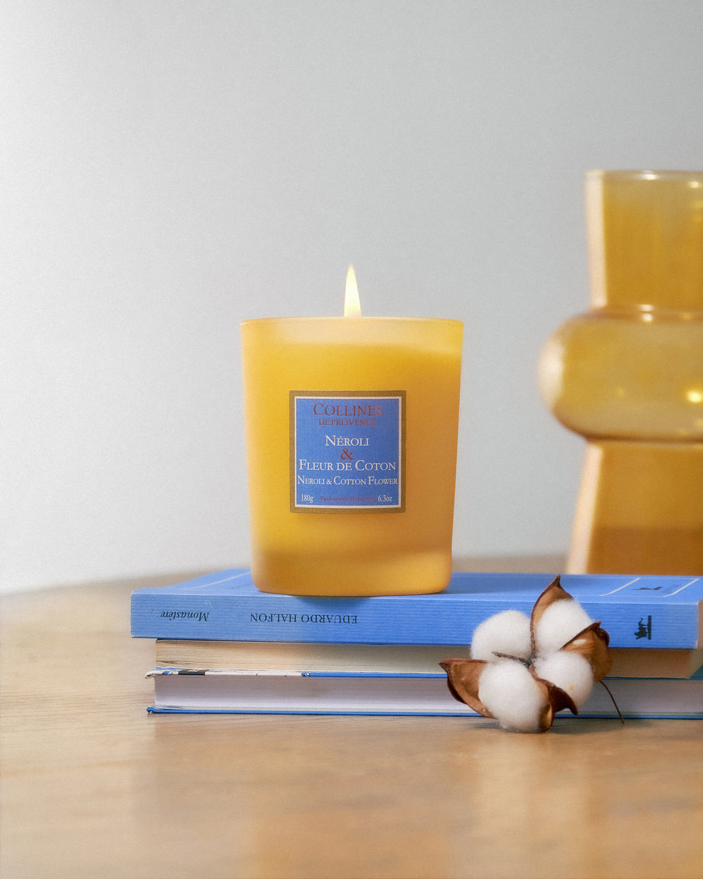 Neroli & Cotton Flower Scented Candle, front view, Collines De Provence