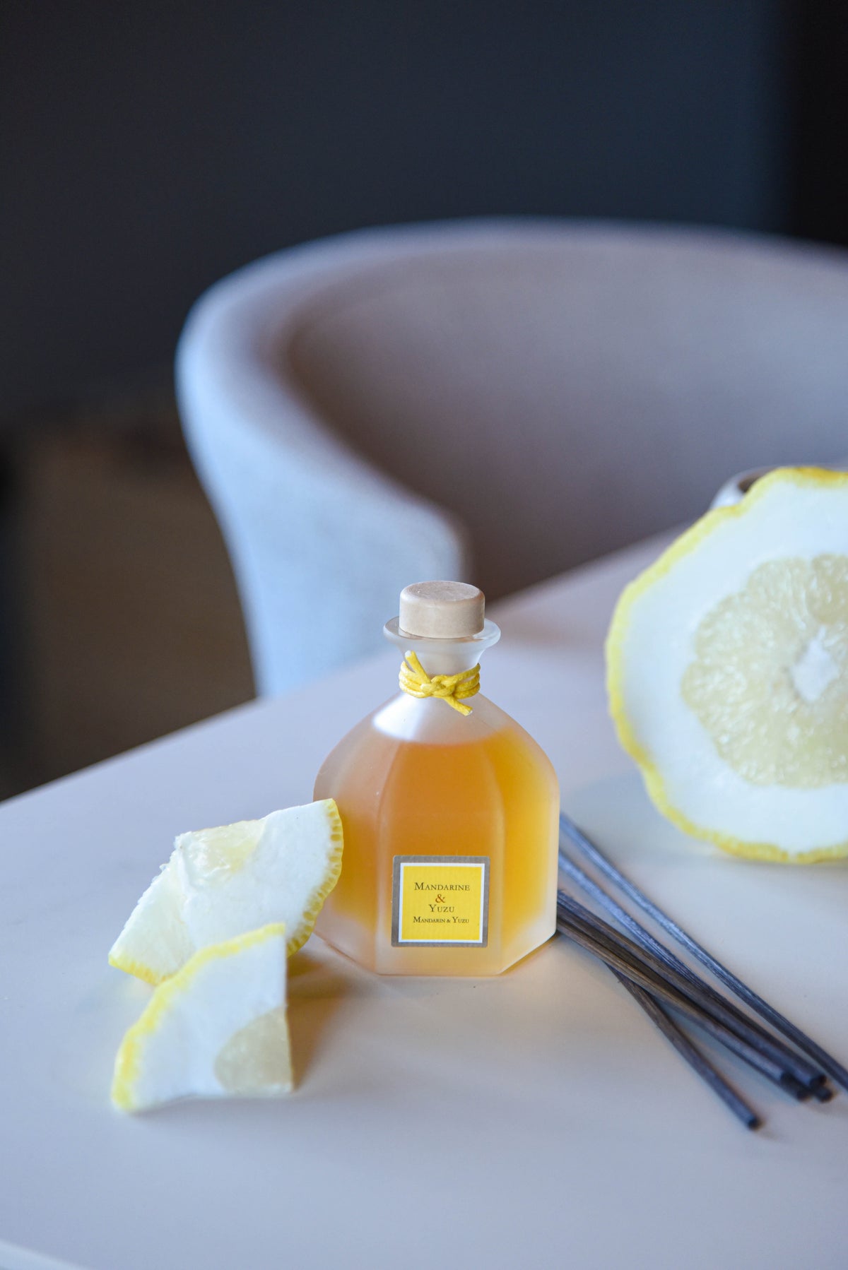 Mandarin & Yuzu Reed Diffuser, on table