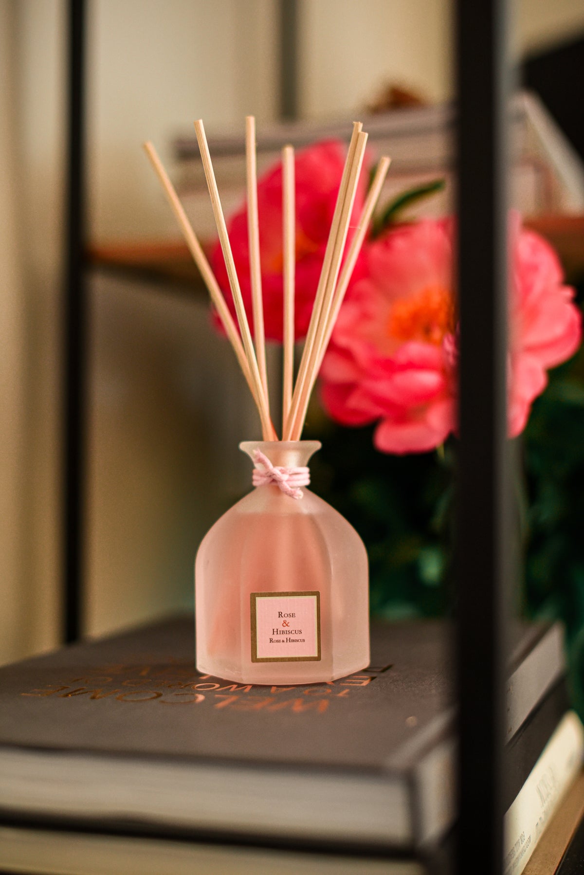 Rose & Hibiscus Reed Diffuser, in use
