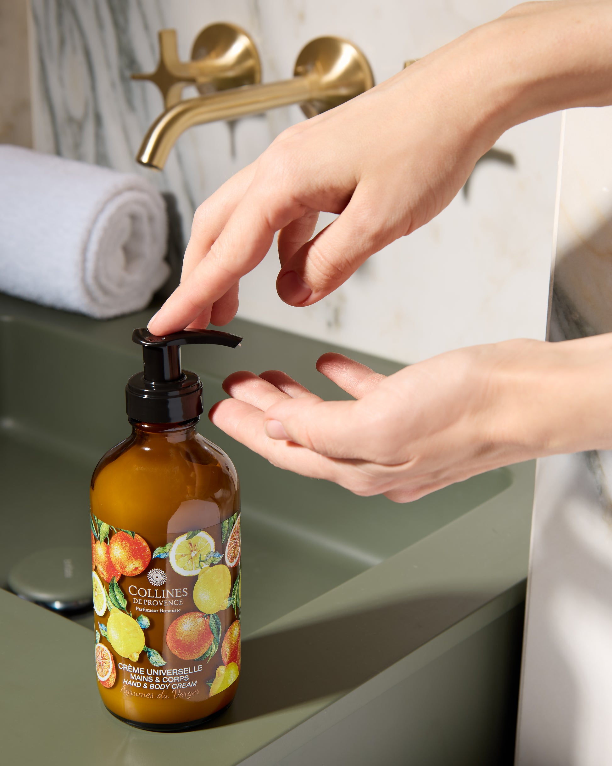 Citrus Orchard Body Lotion, in use