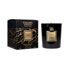 Collines de Provence amber vanilla scented candle and packaging on a white background