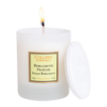 Fresh Bergamote Scented Candle, front glass bottle view