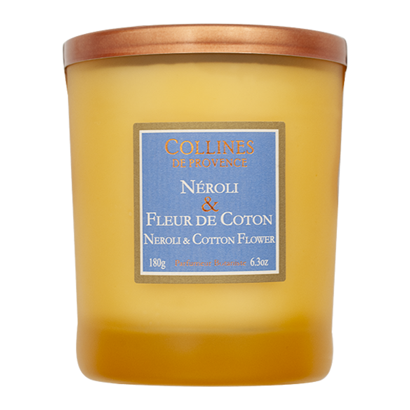 Neroli & Coton Scented Candle, front view, Collines De Provence
