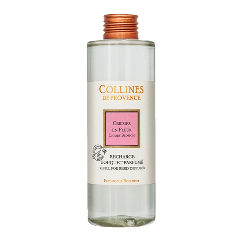 Collines de Provence cherry blossom diffuser refill bottle on a white background