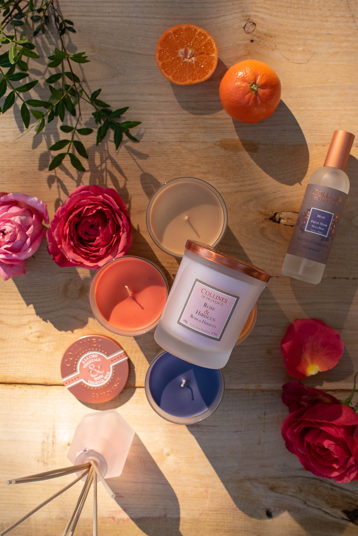 Rose & Hibiscus Scented Candle, with other Collines De Provence products