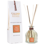Collines de Provence sandalwood flower reed diffuser with reeds and box, front view