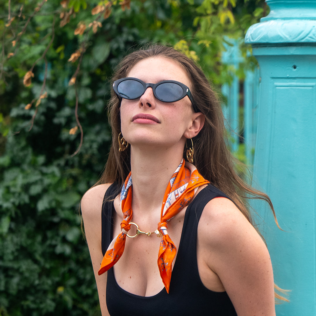Paris à vol d'oiseaux Scarf - Orange