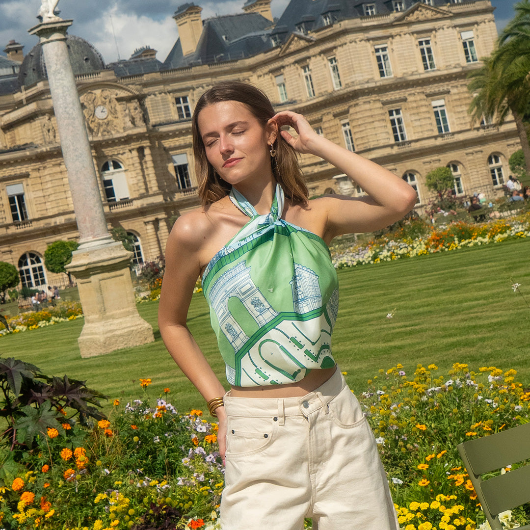 Paris à vol d'oiseaux Scarf - Green