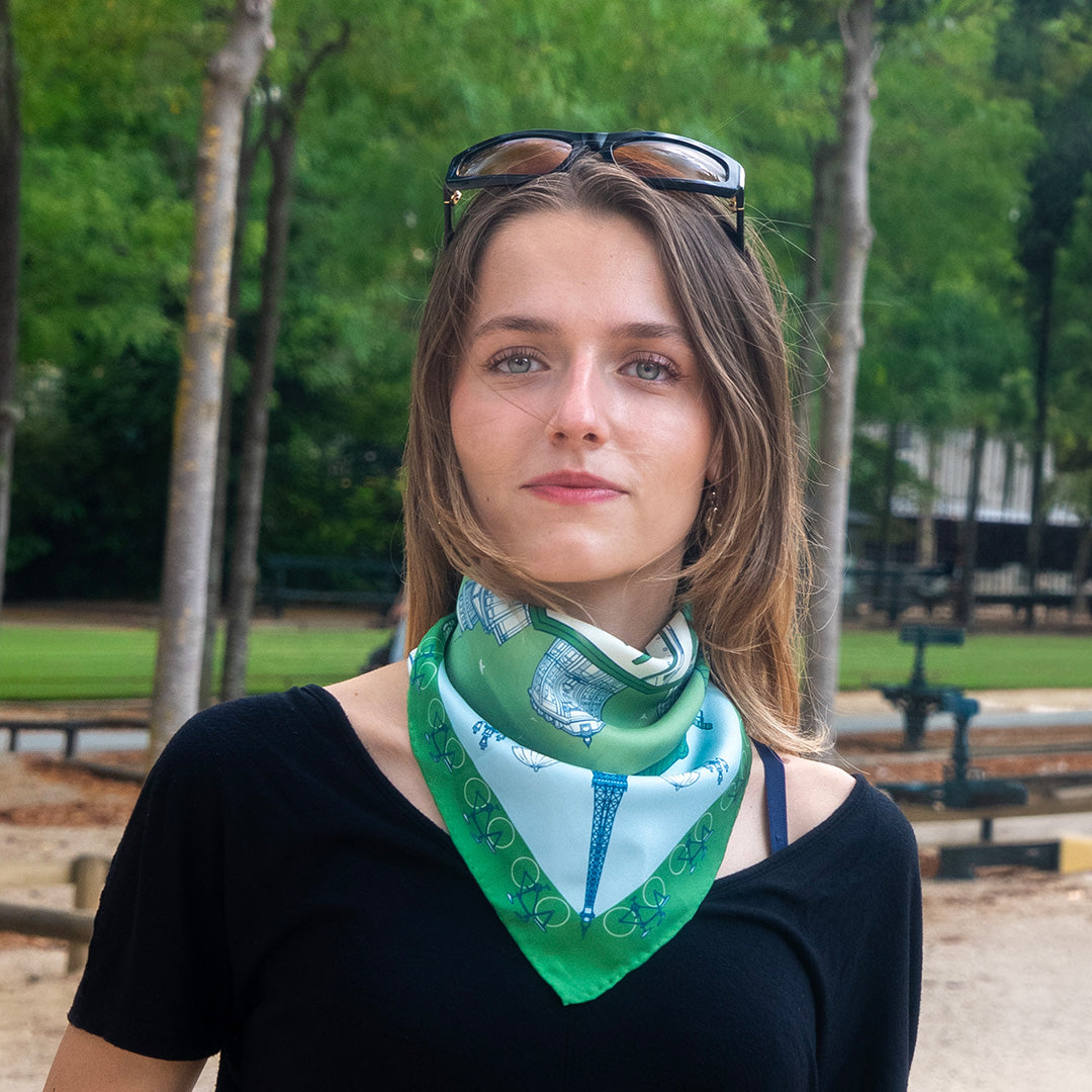 Paris à vol d'oiseaux Scarf - Green