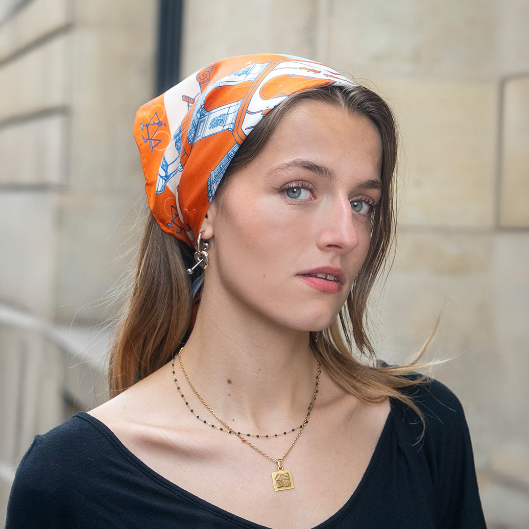 Paris à vol d'oiseaux Scarf - Orange