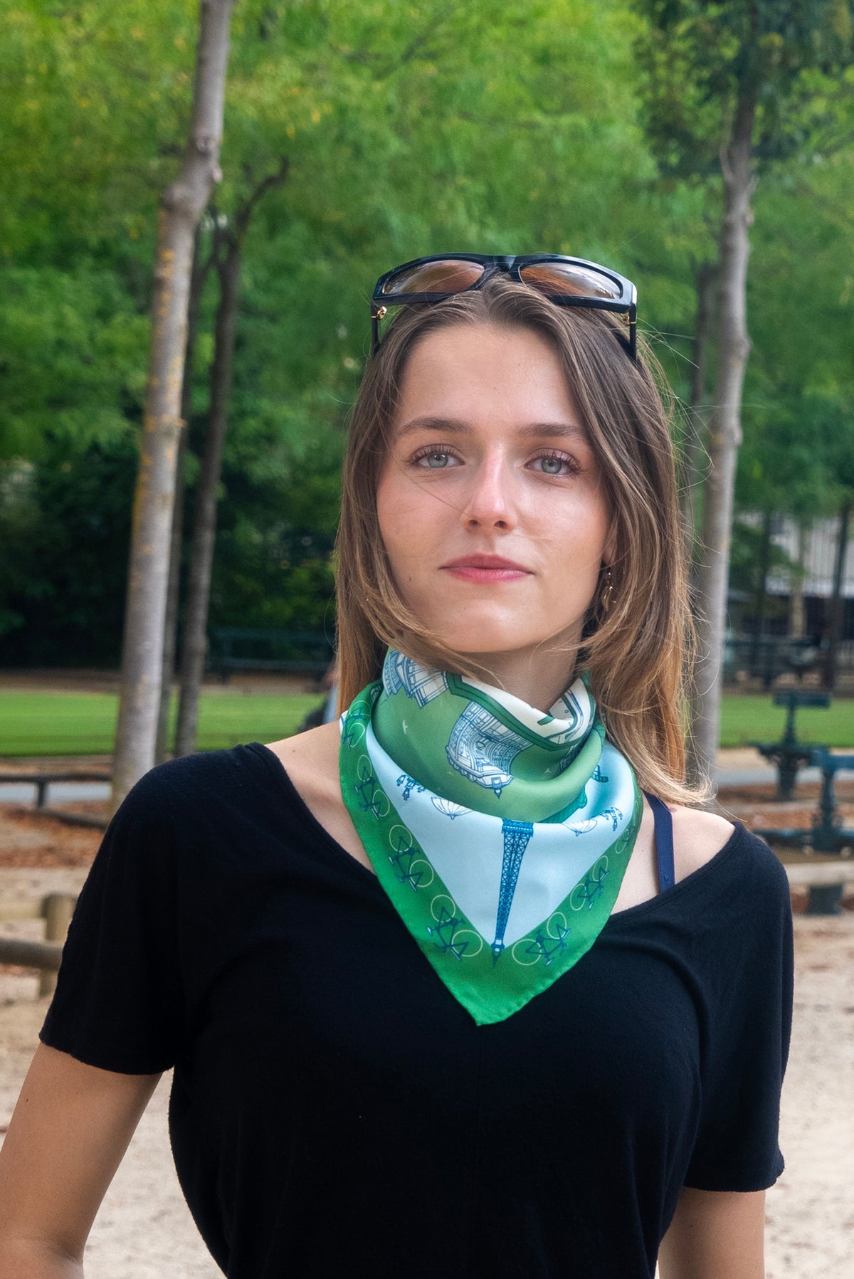 Paris à vol d'oiseaux Scarf - Green