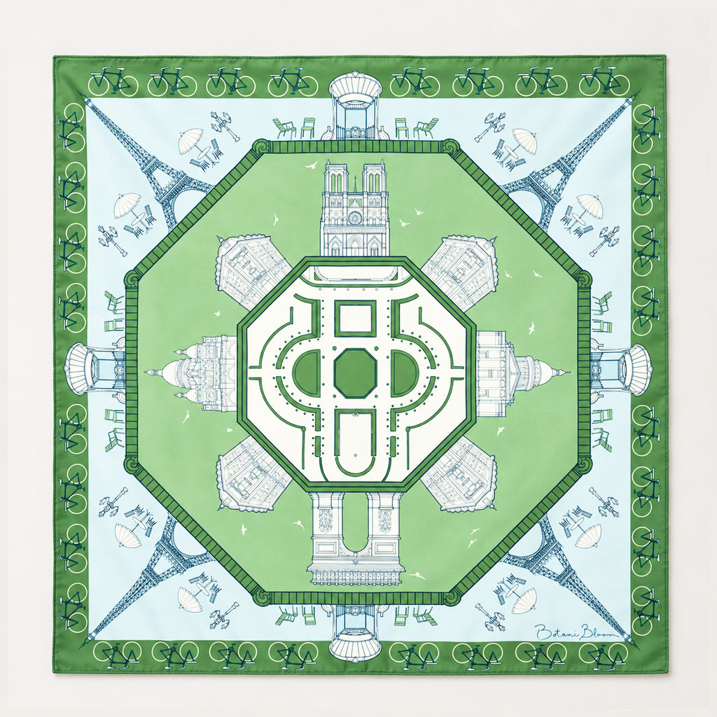 Paris à vol d'oiseaux Scarf - Green