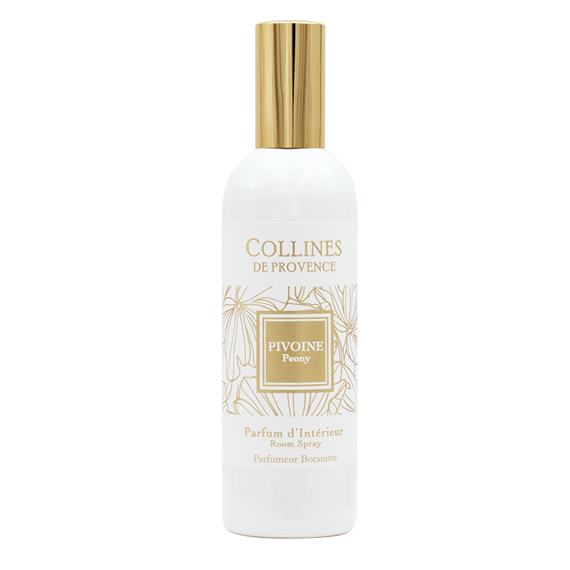 Collines de Provence peony room spray bottle on a white background