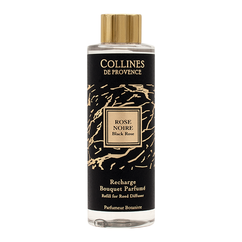 Collines de Provence Black Rose diffuser refill bottle on a white background