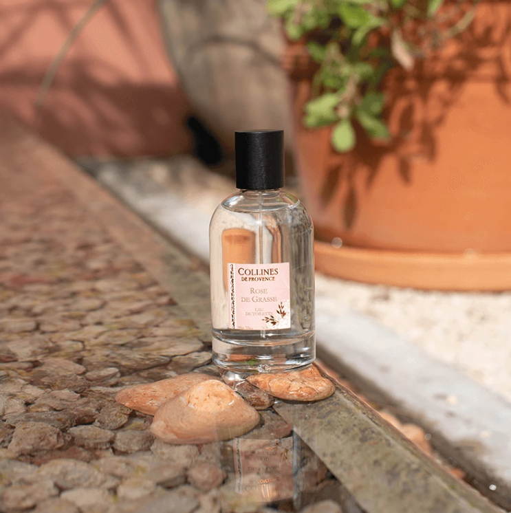 Rose from Grasse Perfume, front view with background