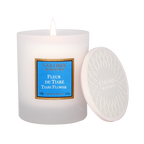 Collines de Provèence tiare flower scented candle with lid on a white background