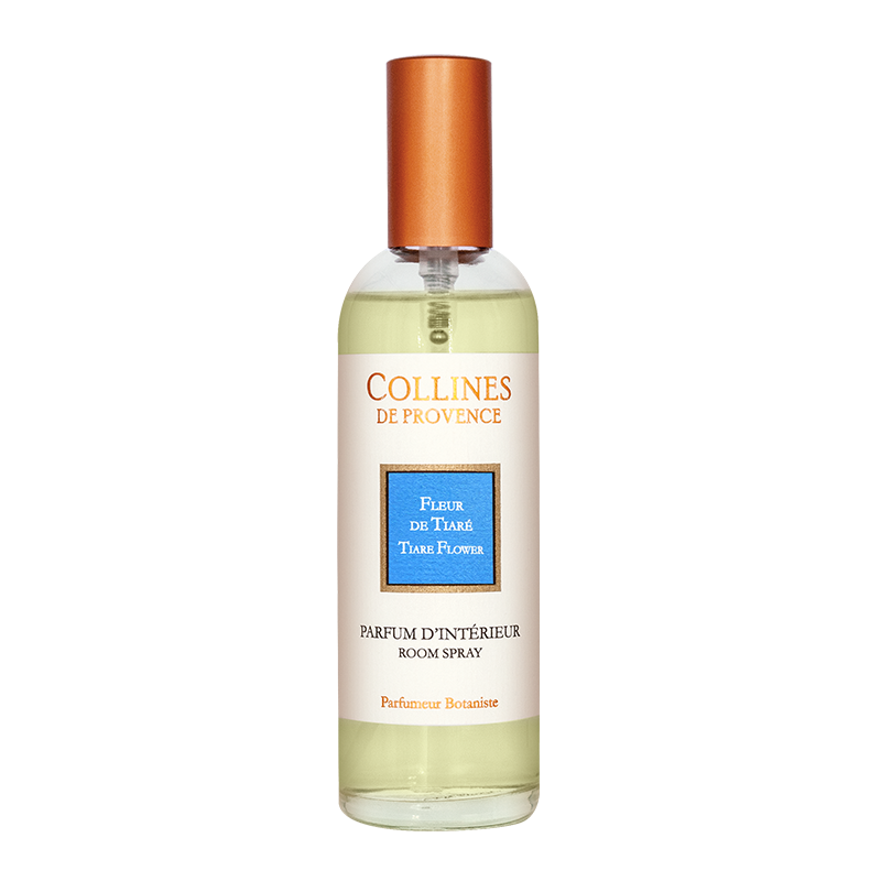 Collines de Provence tiare flower room spray bottle on a white background